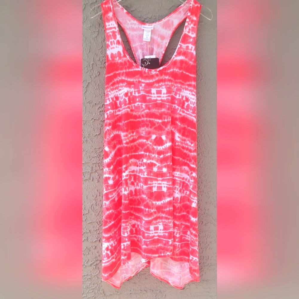 Wearabouts tie dye red white beach dress cover up resortwear size XL